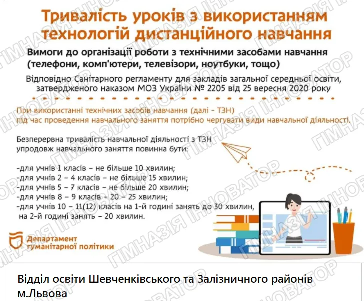 Тривалість дистанційних уроків