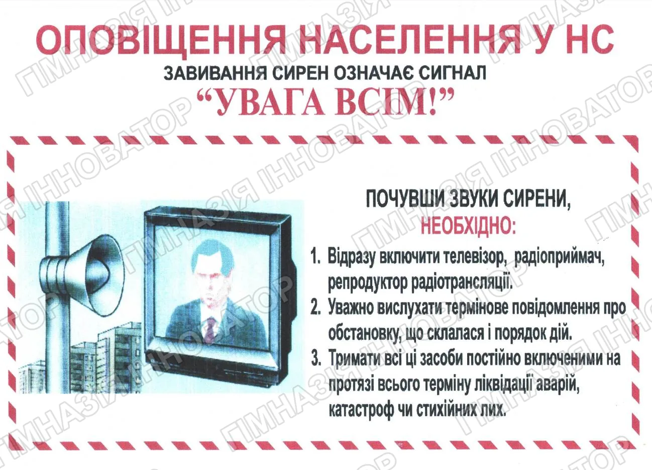 Правила поведінки при звучанні сигналів оповіщення